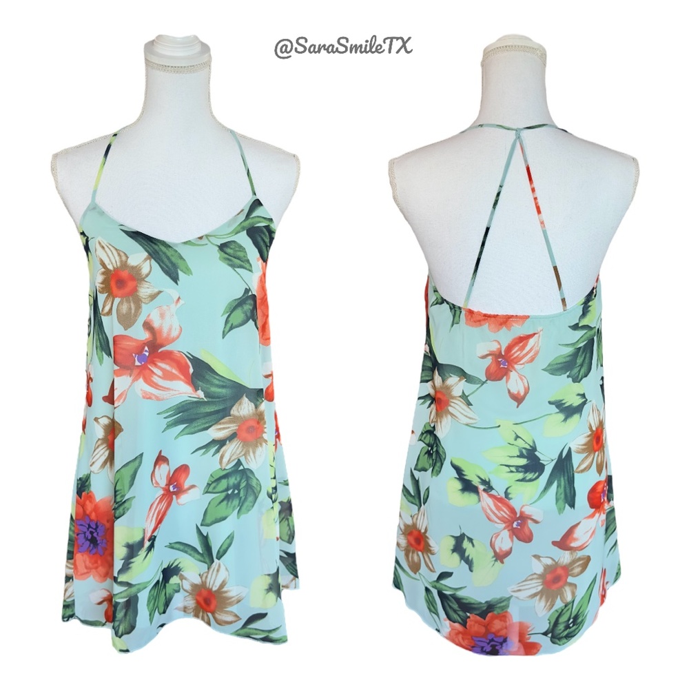 VIJO COUTURE Bright Floral Print A-Line Flowy Summer Mini Sundress